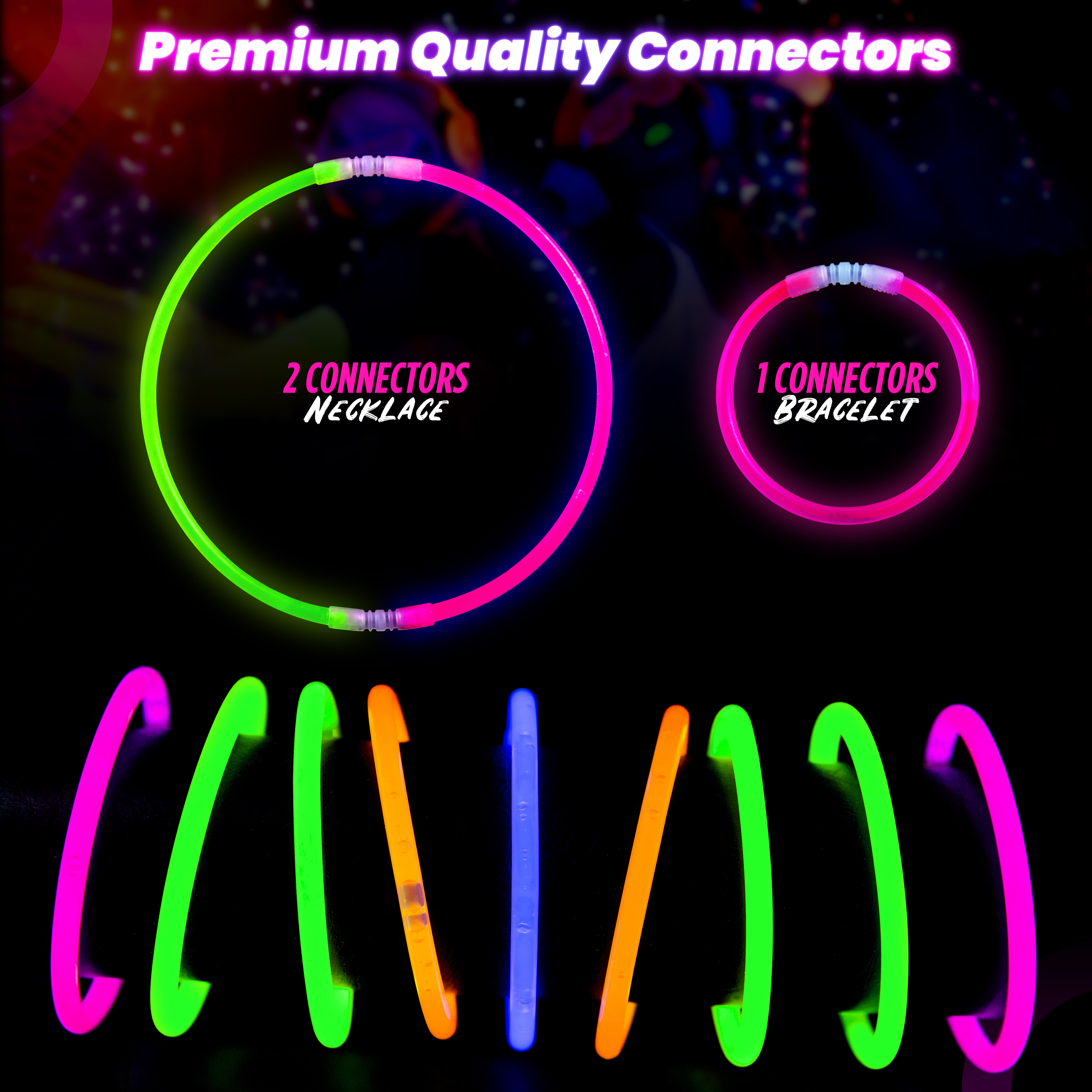 8 Inch Assorted Color Glow Bracelets - Premium