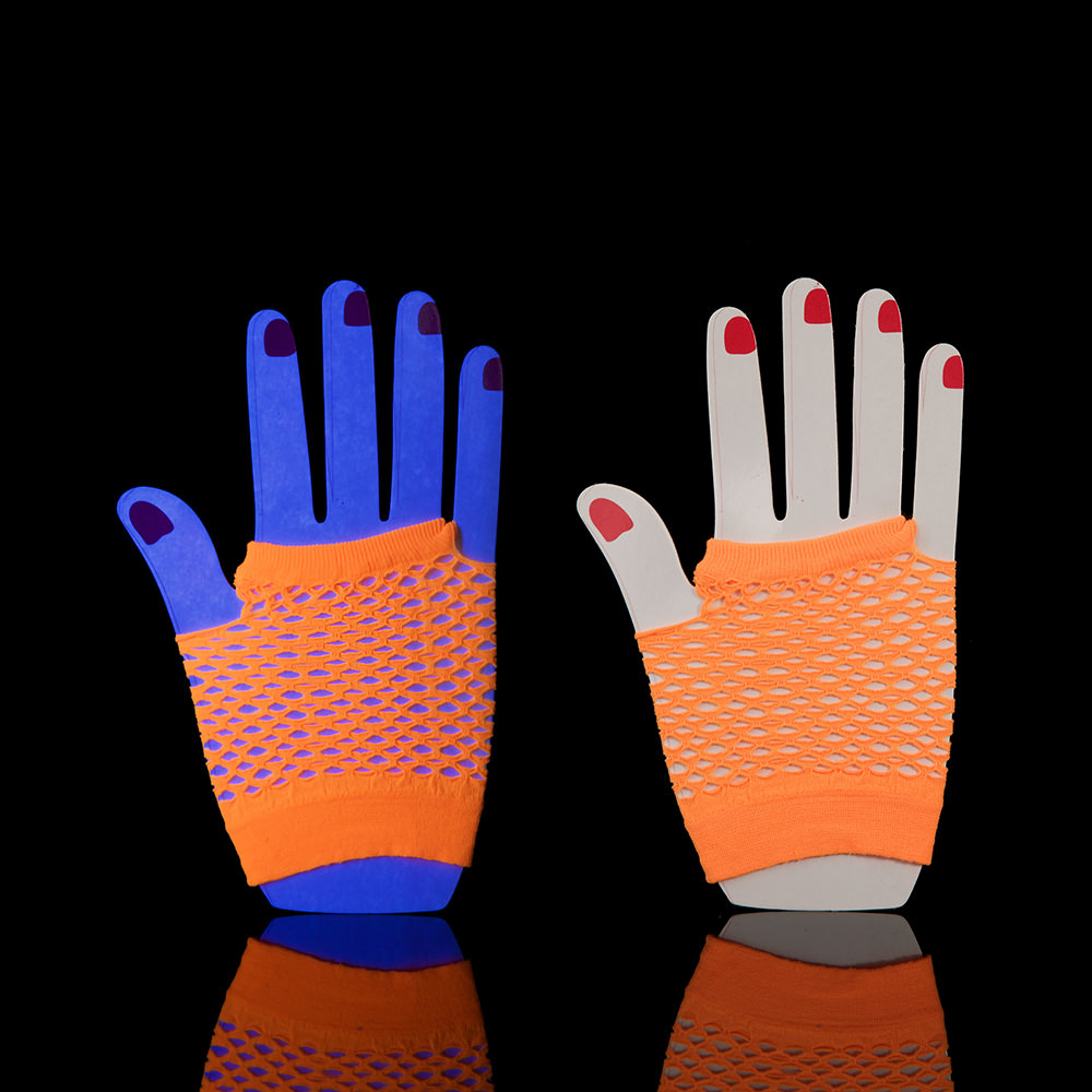 Short UV Neon Fishnet Gloves