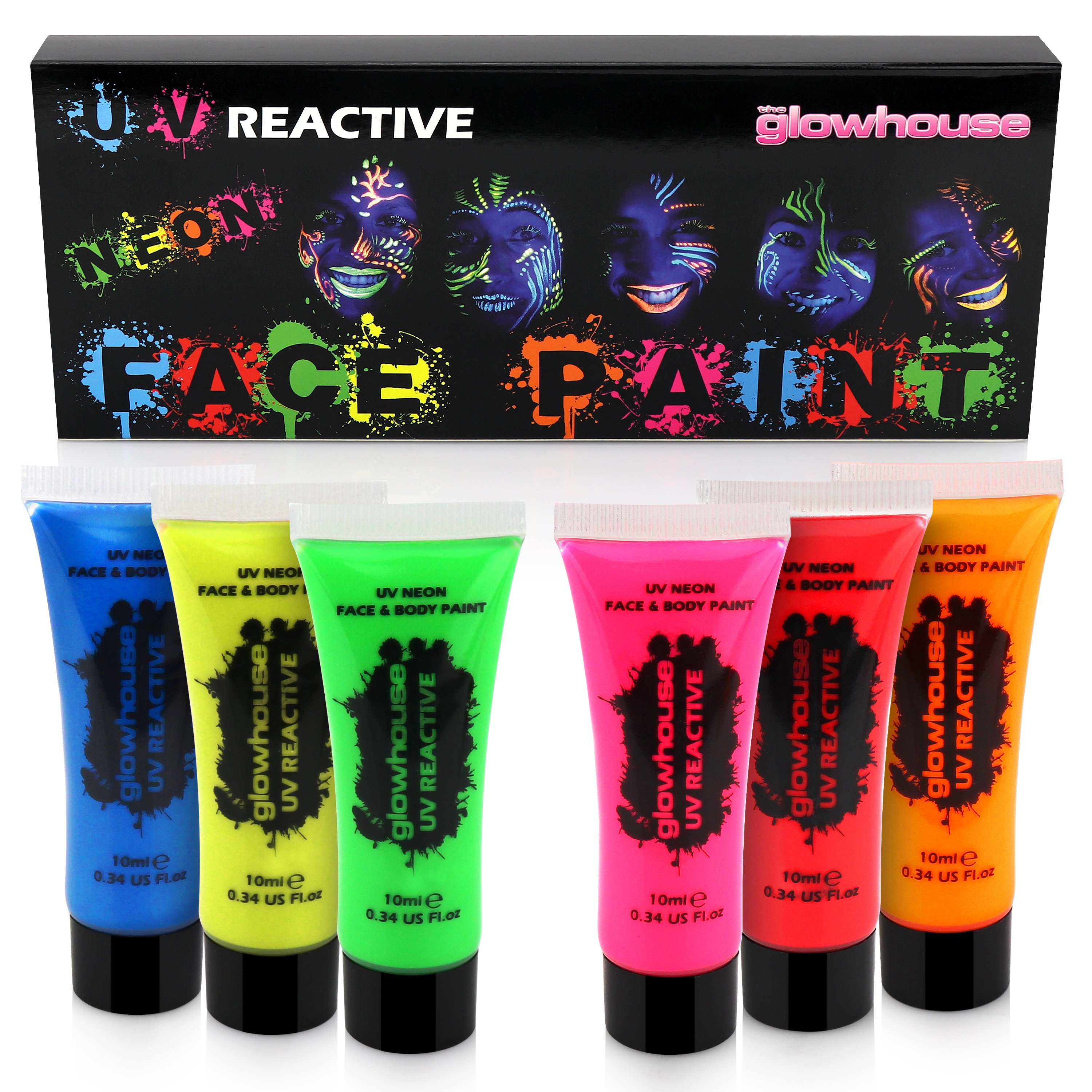 UV Reactive Neon Face Paint Set