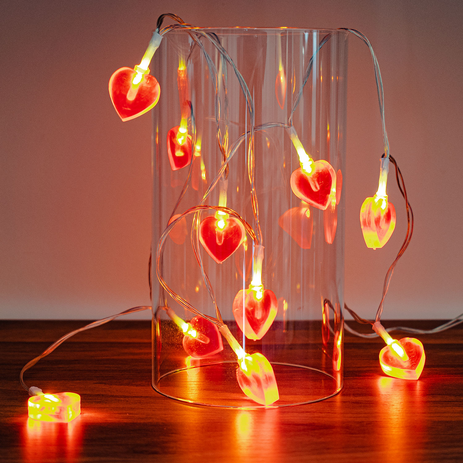 10 Red Heart String Lights