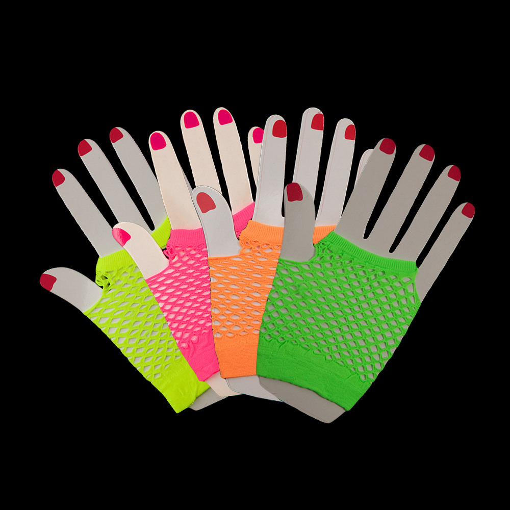 Short UV Neon Fishnet Gloves